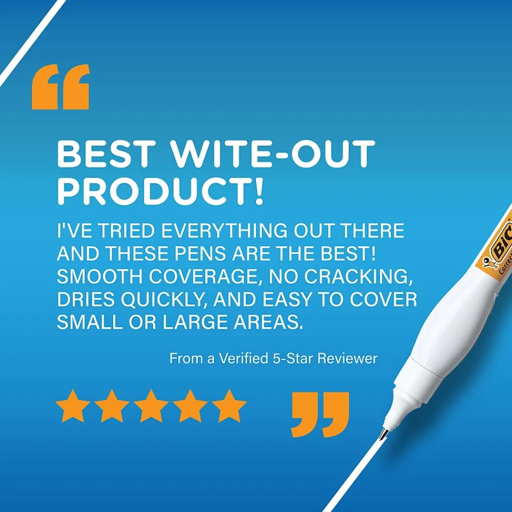 Correction & White-Out|Wite-Out Shake 'N Squeeze Correction Pen, White, 2/Pack (50695)