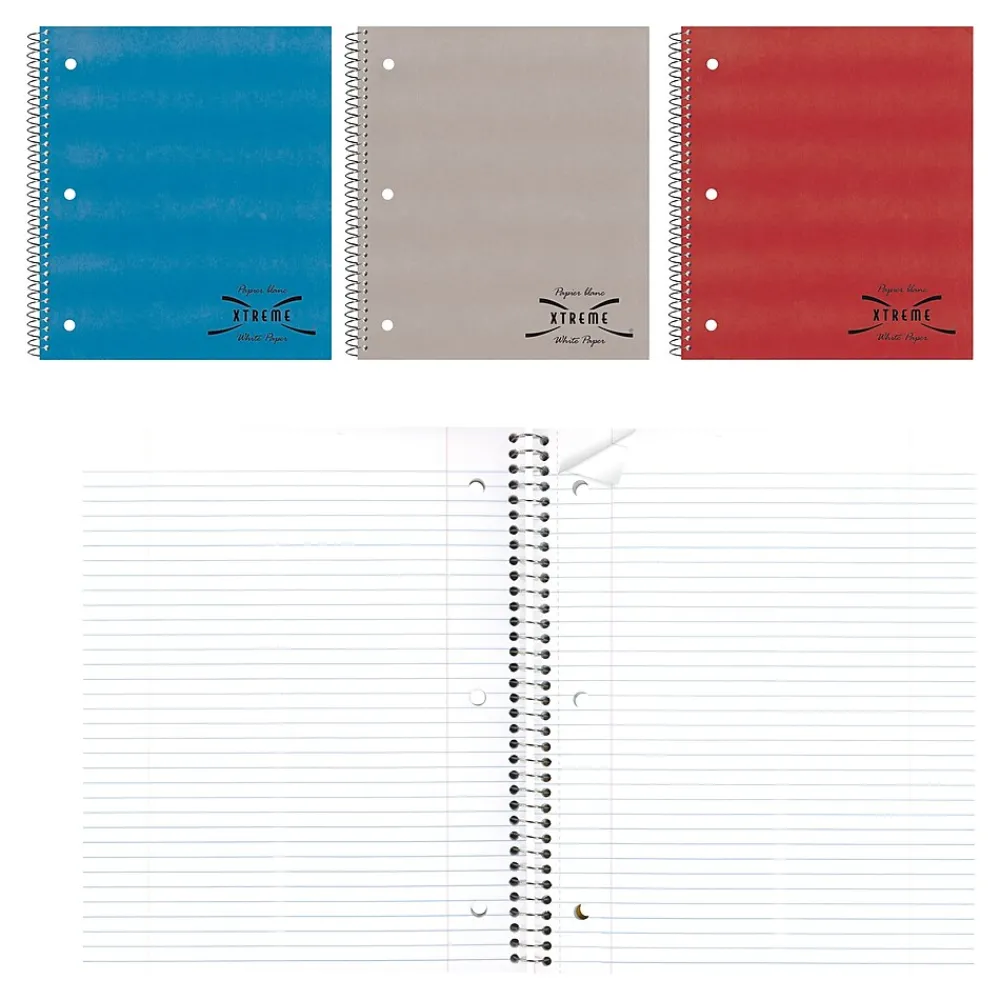 Subject Notebooks|Xtreme Kolor Kraft 1-Subject Notebooks, 8.875" x 11", College Ruled, 100 Sheets, Each (33706)