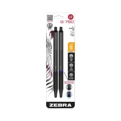 Pens|Zebra G-750 Retractable Gel Pens, Medium Point, Black/Blue Ink, 2/Pack (49802)
