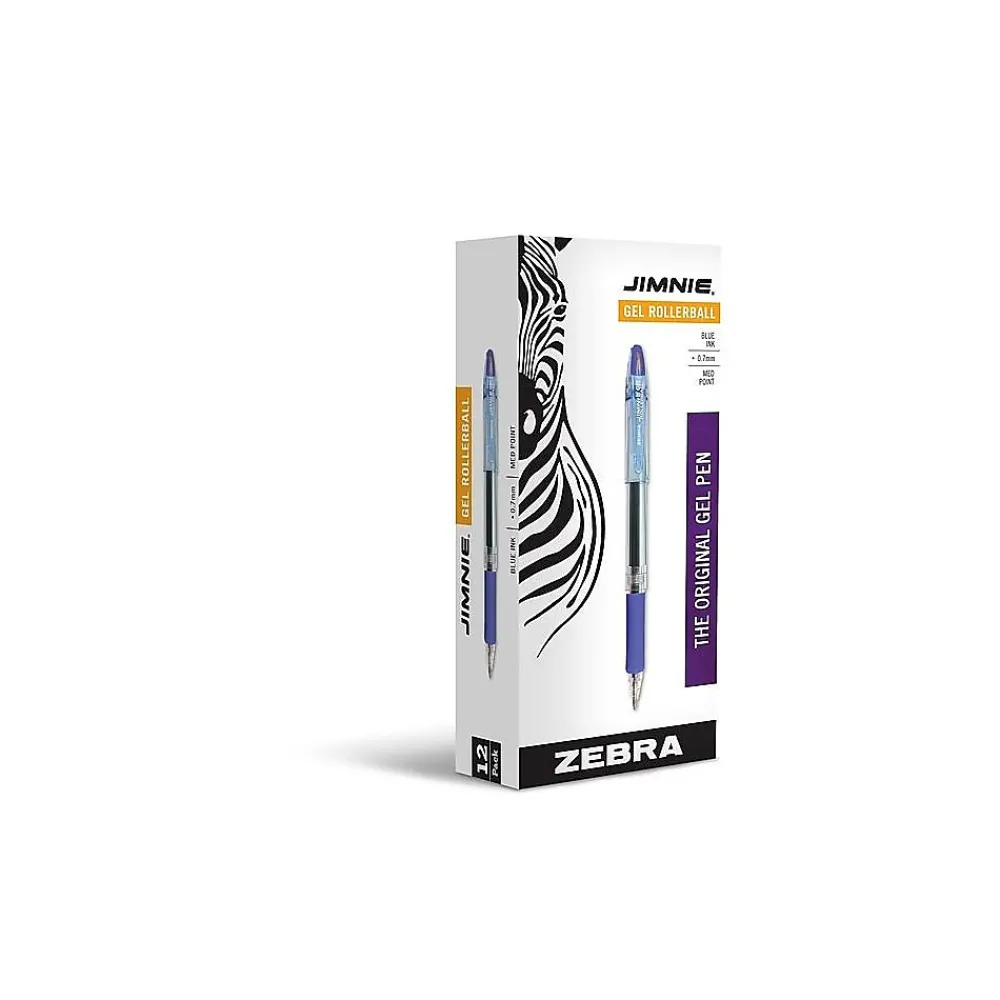 Pens|Zebra Jimnie Gel Pen, Medium Point, 0.7mm, Blue Ink, Dozen (44120)