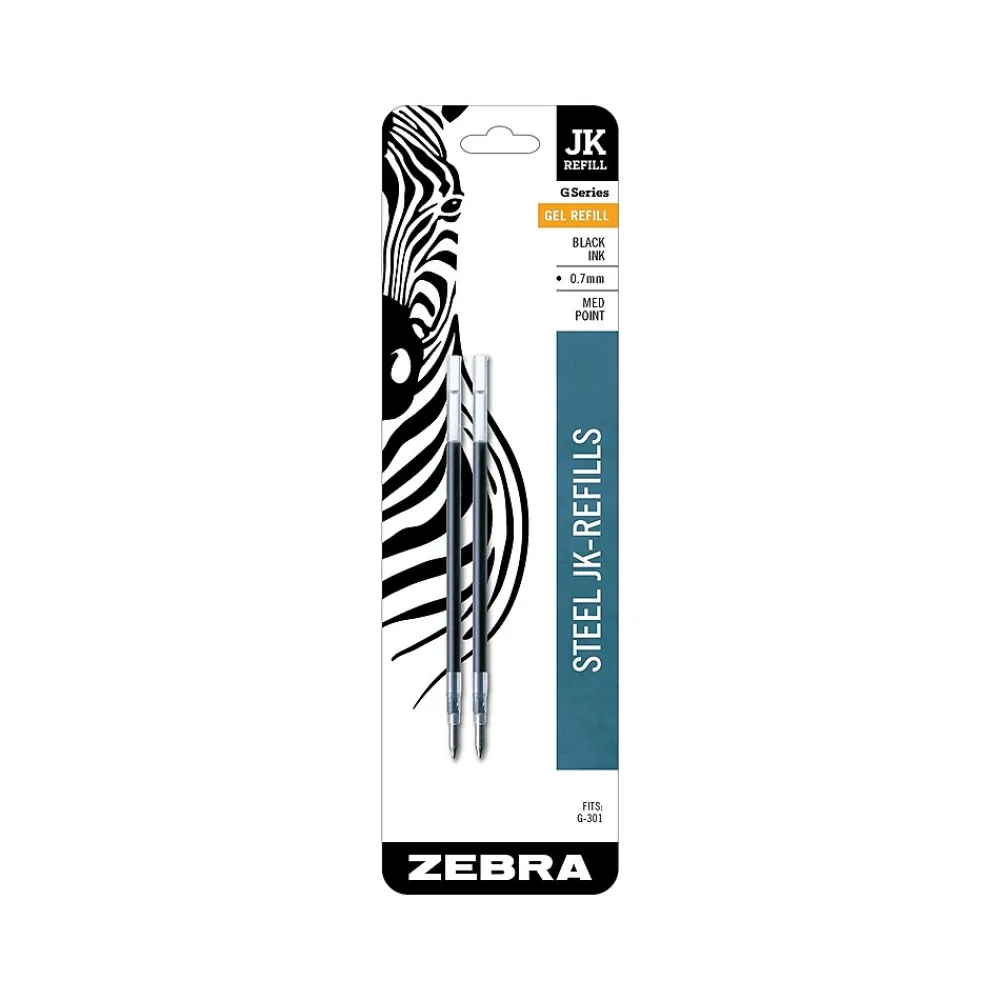 Pens|Zebra JK-Refill Gel-Ink Pen Refill, Medium Point, Black Ink, 2 Pack (88112)