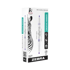 Highlighters|Zebra MILDLINER Double-Ended Creative Highlighter, Chisel/Bullet Tip, Violet, 6/Pack (78180R)