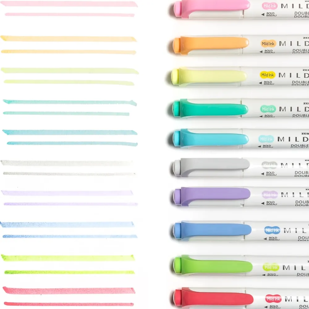 Highlighters|Zebra Mildliner Twin Tip Highlighters, Bullet/Chisel Tip, Complete Assorted, 10/Pack (78101)