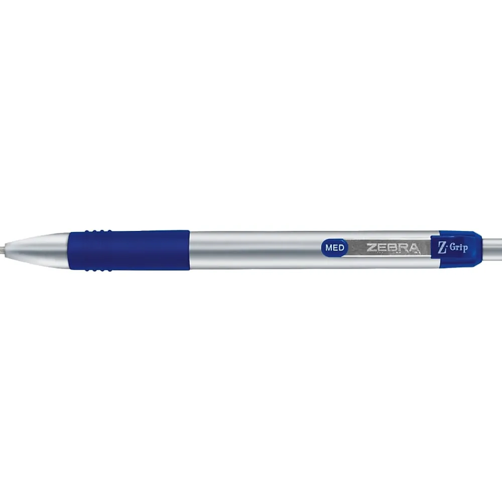 Pens|Zebra Z-Grip Elite Retractable Ballpoint Pen, Medium Point, 1.0mm, Blue Ink, Dozen (27020)