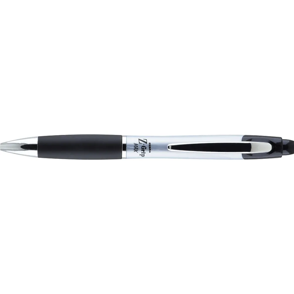 Pens|Zebra Z-Grip Max Retractable Ballpoint Pen, Medium Point, 1.0mm, Black Ink, Dozen (22410)
