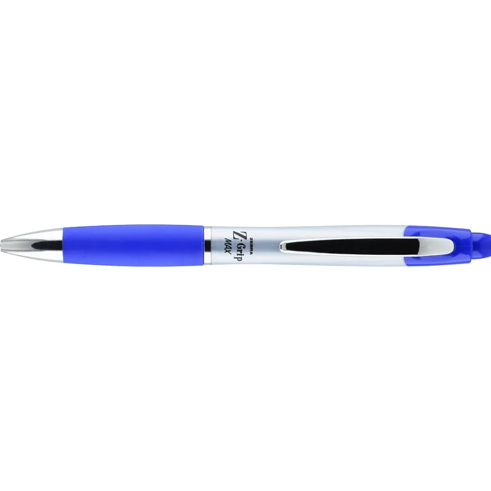 Pens|Zebra Z-Grip Max Retractable Ballpoint Pen, Medium Point, 1.0mm, Blue Ink, Dozen (22420)