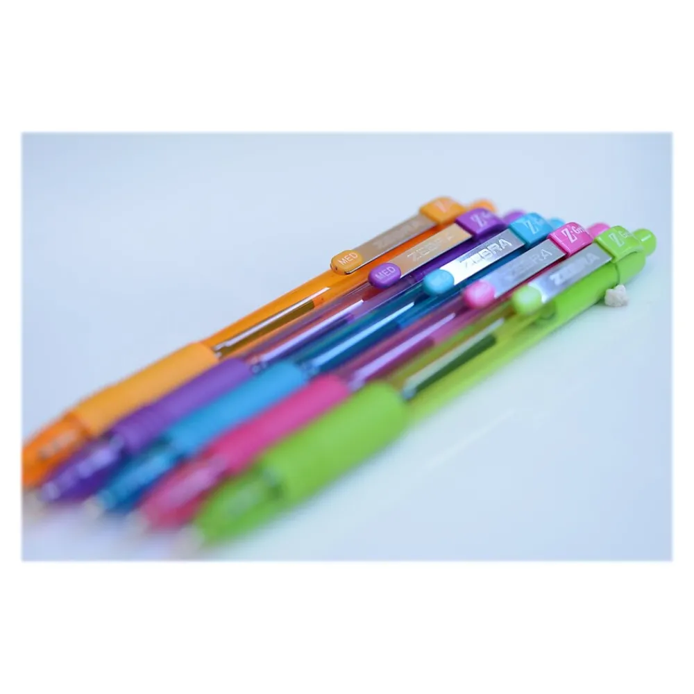 Pens|Zebra Z-Grip Retractable Ballpoint Pen, Medium Point, 1.0mm, Assorted Ink, 24 Pack (12271)